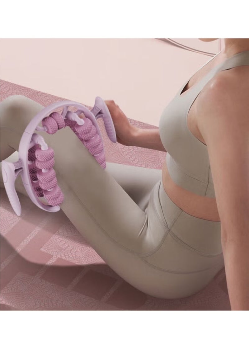 Waist and Leg slimming roller, Foam Roller - Fat Mass Massager,a Muscle Massage Tool for Thighs, Calves and arms ,fitness Relax Roller 360 °28 Wheels Yoga Massage, Soothes Calf Muscles, Souvenir for Women and Mothers(Purple) - Image 4